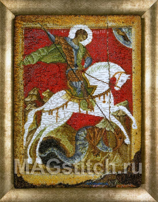 Античная икона Георгий Победоносец (начало 15 века) Thea Gouverneur TG-498 набор для вышивания
