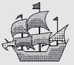 Бесплатная схема  для вышивки крестом Блэкворк "Корабль"