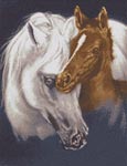 Бесплатная схема  для вышивки крестом Белая лошадь с жеребенком