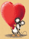 Бесплатная схема  для вышивки крестом Мышонок с сердцем